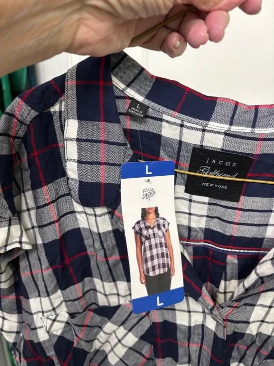 Zach's Girlfriend Ladies Short-Sleeve Shirt - Navy, White, Red, Sz L. NWT! - Picture 6 of 7